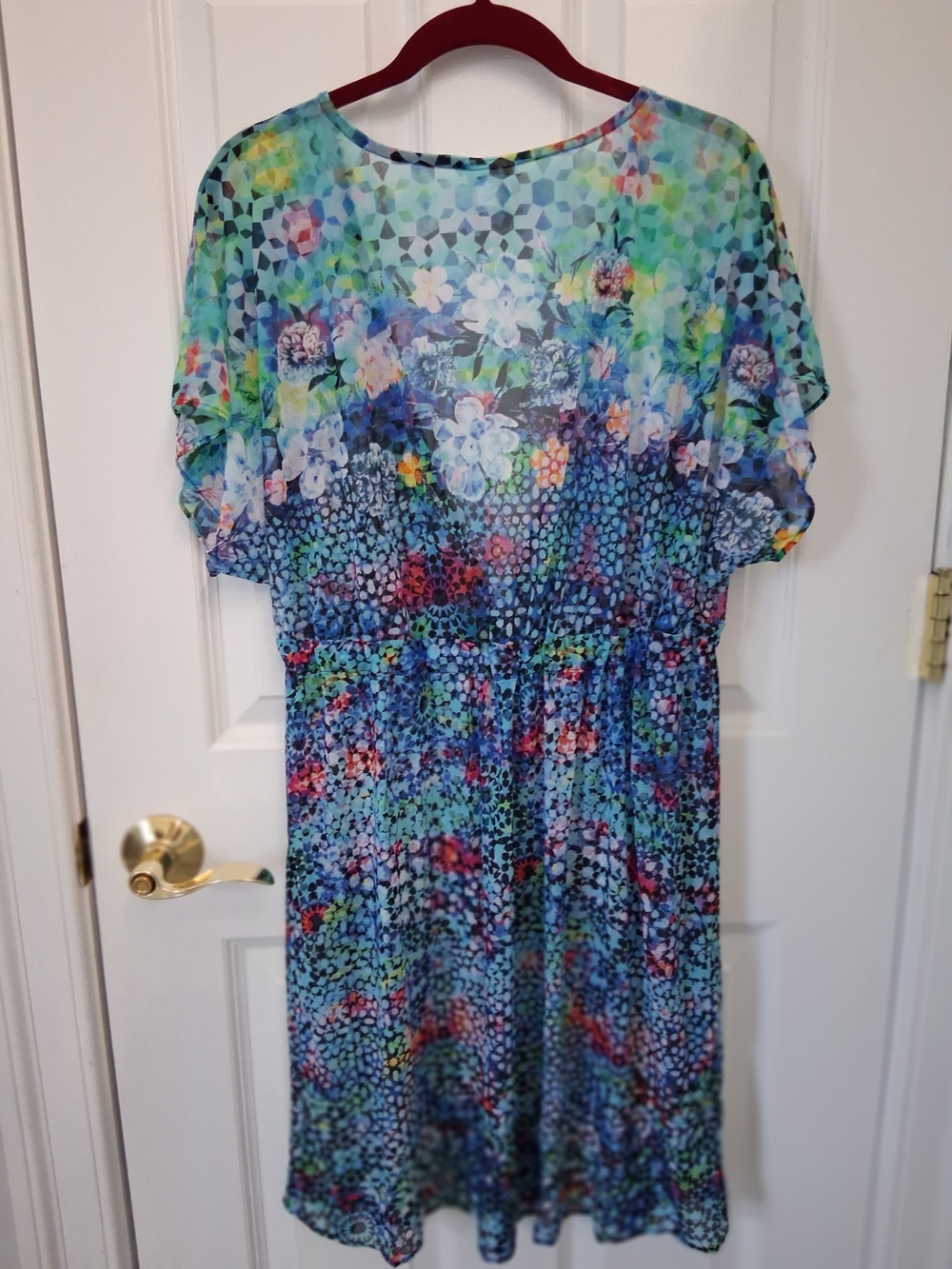 Gottex Profile Paradise Bay Blue Multicolor Floral Mesh Kaftan Coverup - Picture 3 of 9